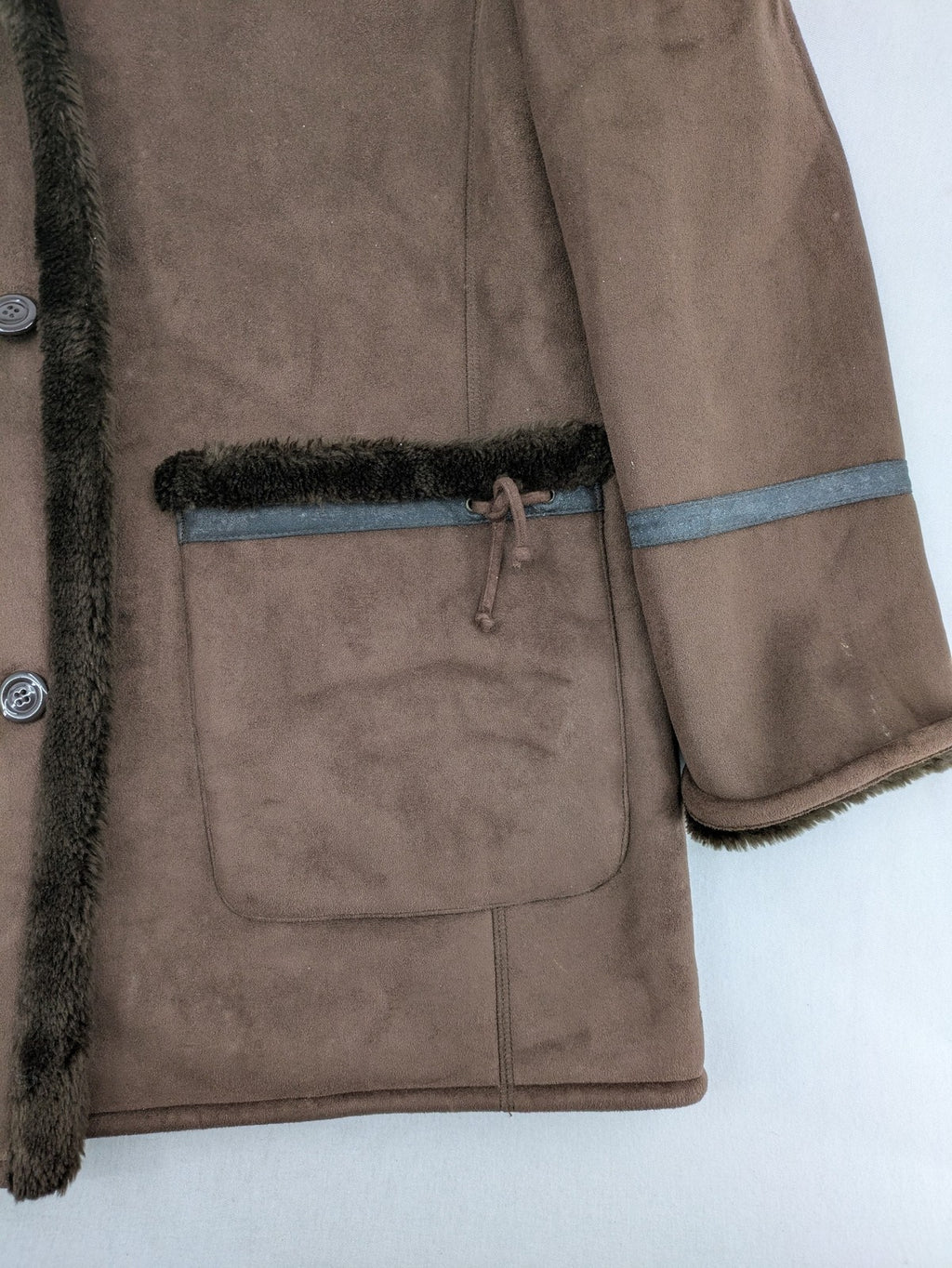 Lena Fashion multi winter coat faux suede look with soft faux fur lining.