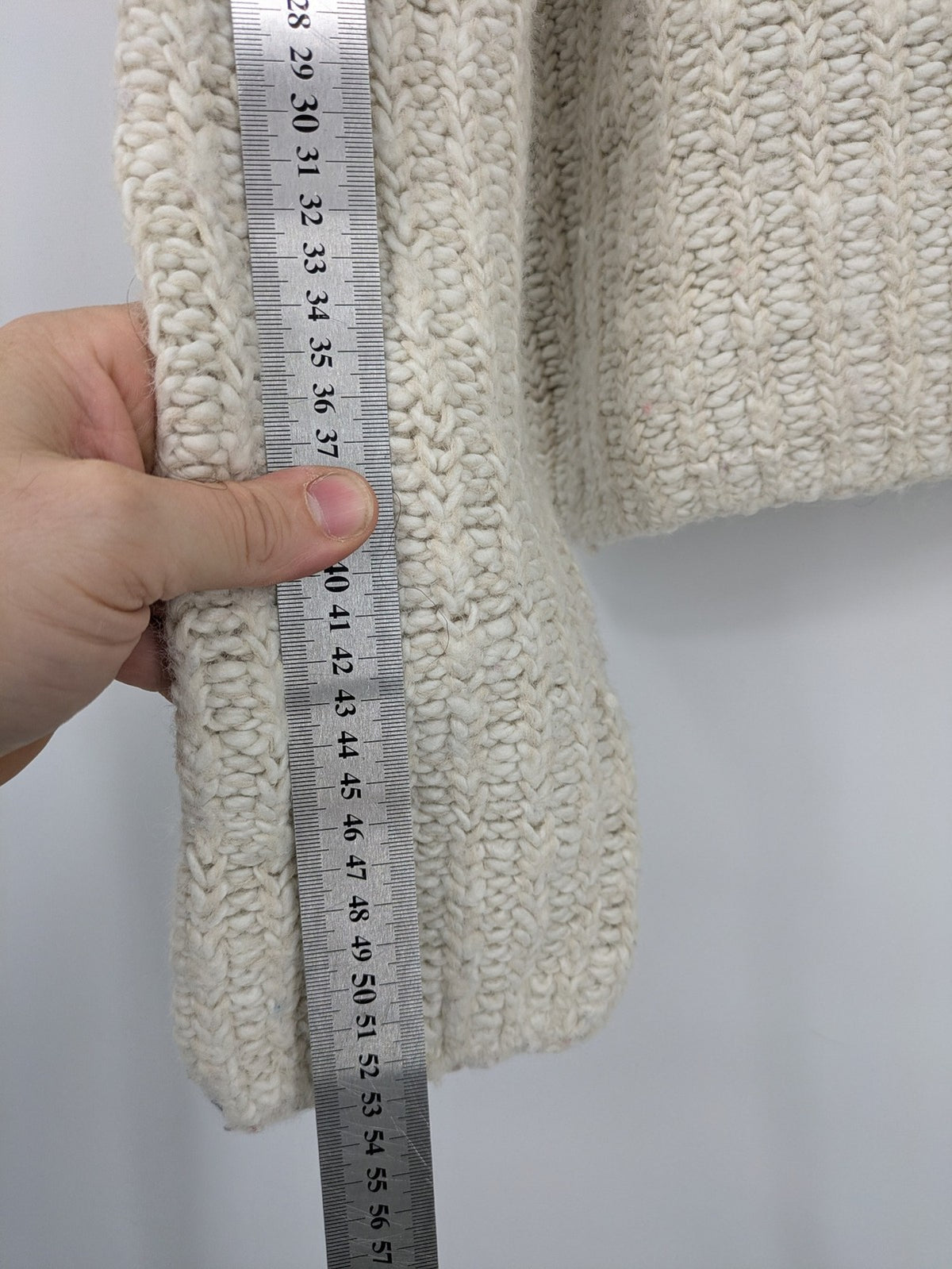 OPUS beige knit jumper chunky knit design with stand-up collar and relaxed fit