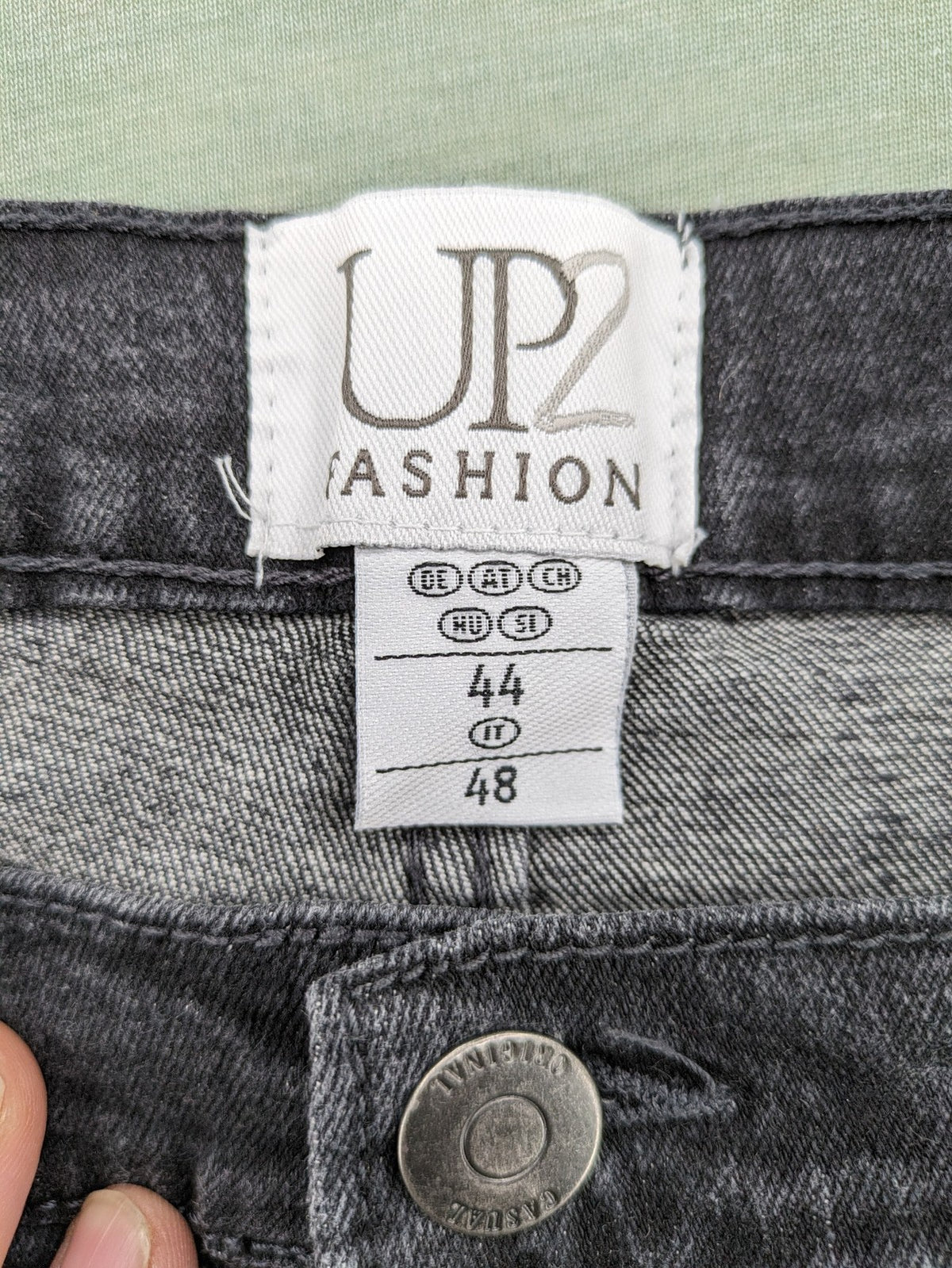up2 fashion black straight jeans washed look 5-pocket design cotton blend