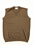 T.M. Lewin brown turtle neck jumper, classic V-neck design, made from 100% merino wool.