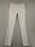 Jewelly grey straight jeans slim fit with silver decorative studs along side seams.
