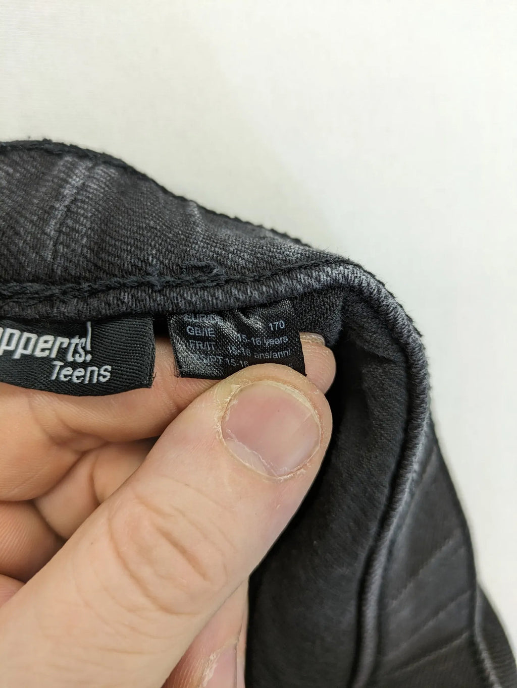 Pepperts grey jeggings with biker knee details and elastic waistband, size 170.