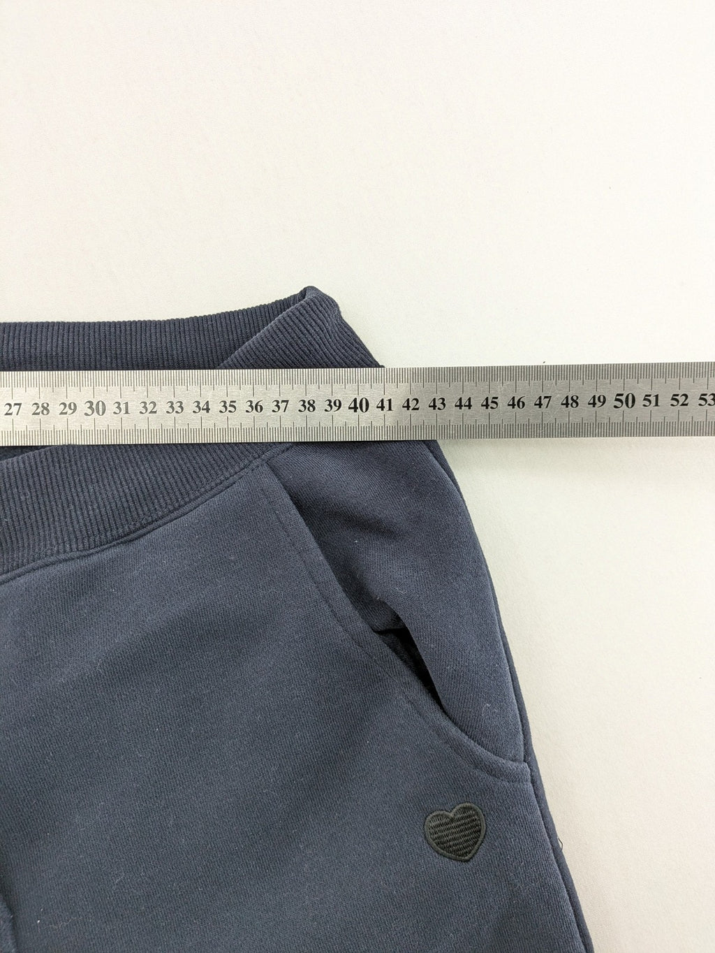 OPUS navy pants soft cotton blend elastic waistband with drawstring and heart logo patch