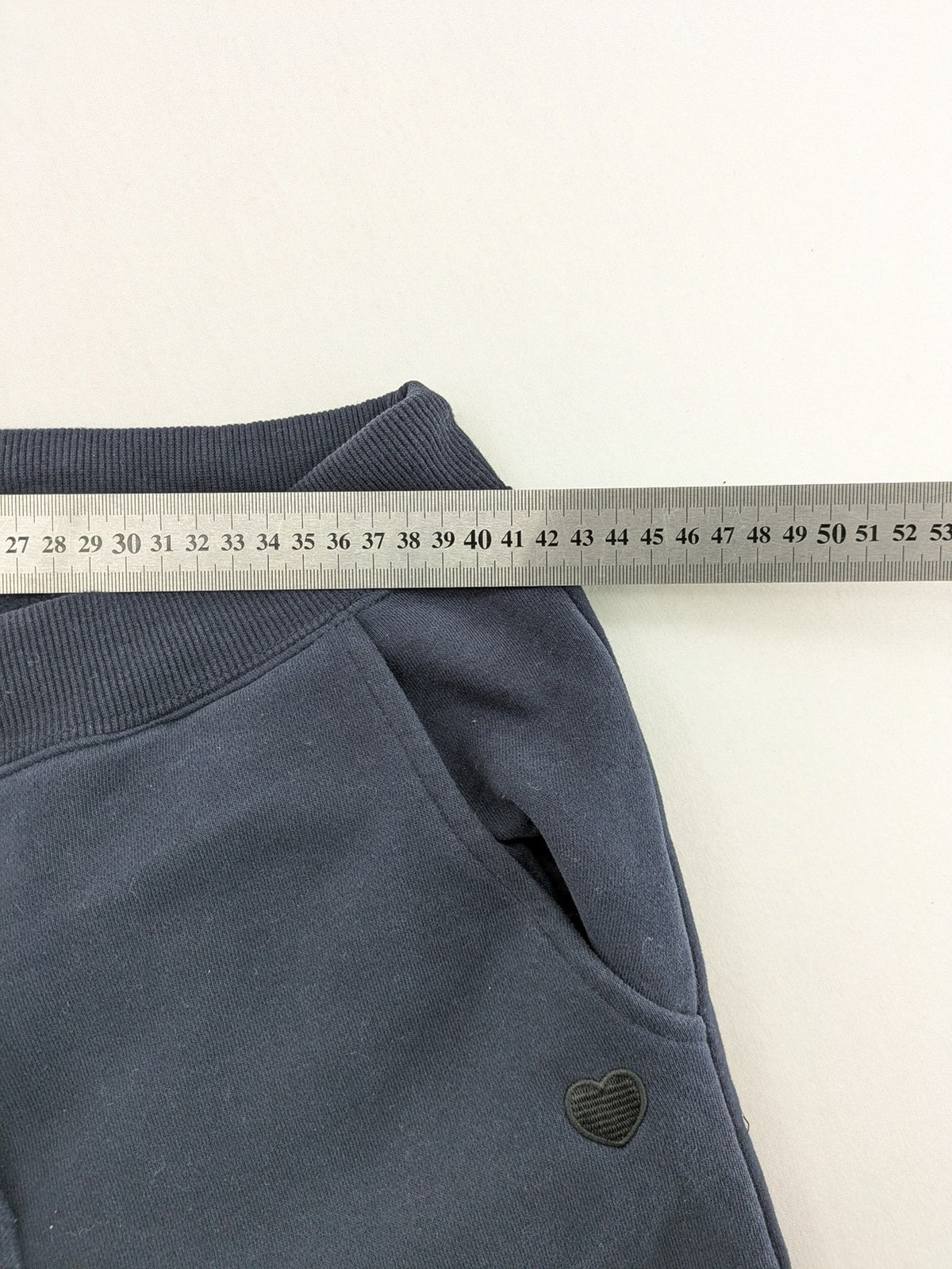 OPUS navy pants soft cotton blend elastic waistband with drawstring and heart logo patch