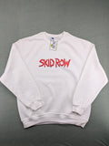 Skid Row white sweatshirt with red dripping logo, cotton-polyester blend, crewneck style.