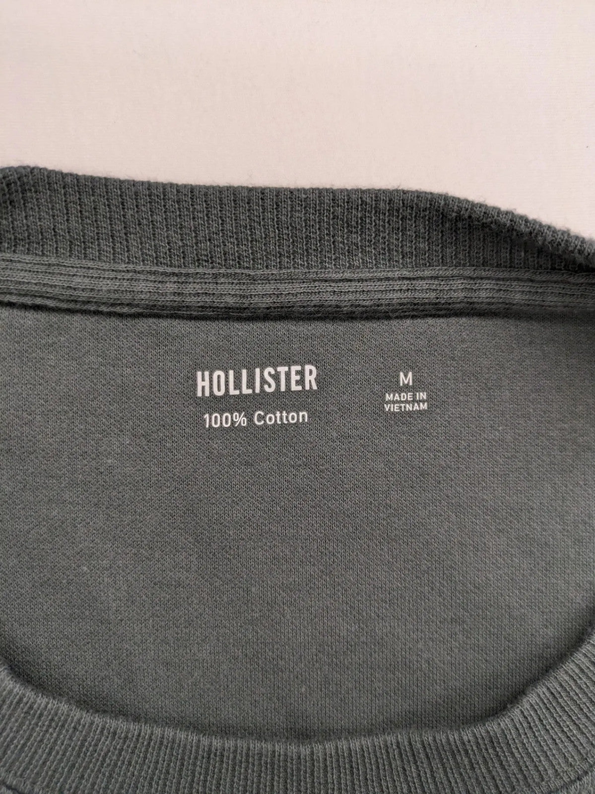 Hollister turtle neck jumper beige and grey, ribbed cotton, horizontal stripe detail.