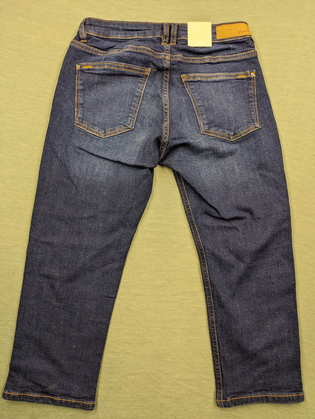 Esprit blue skinny cropped jeans, medium rise, classic 5-pocket design, high-quality denim.