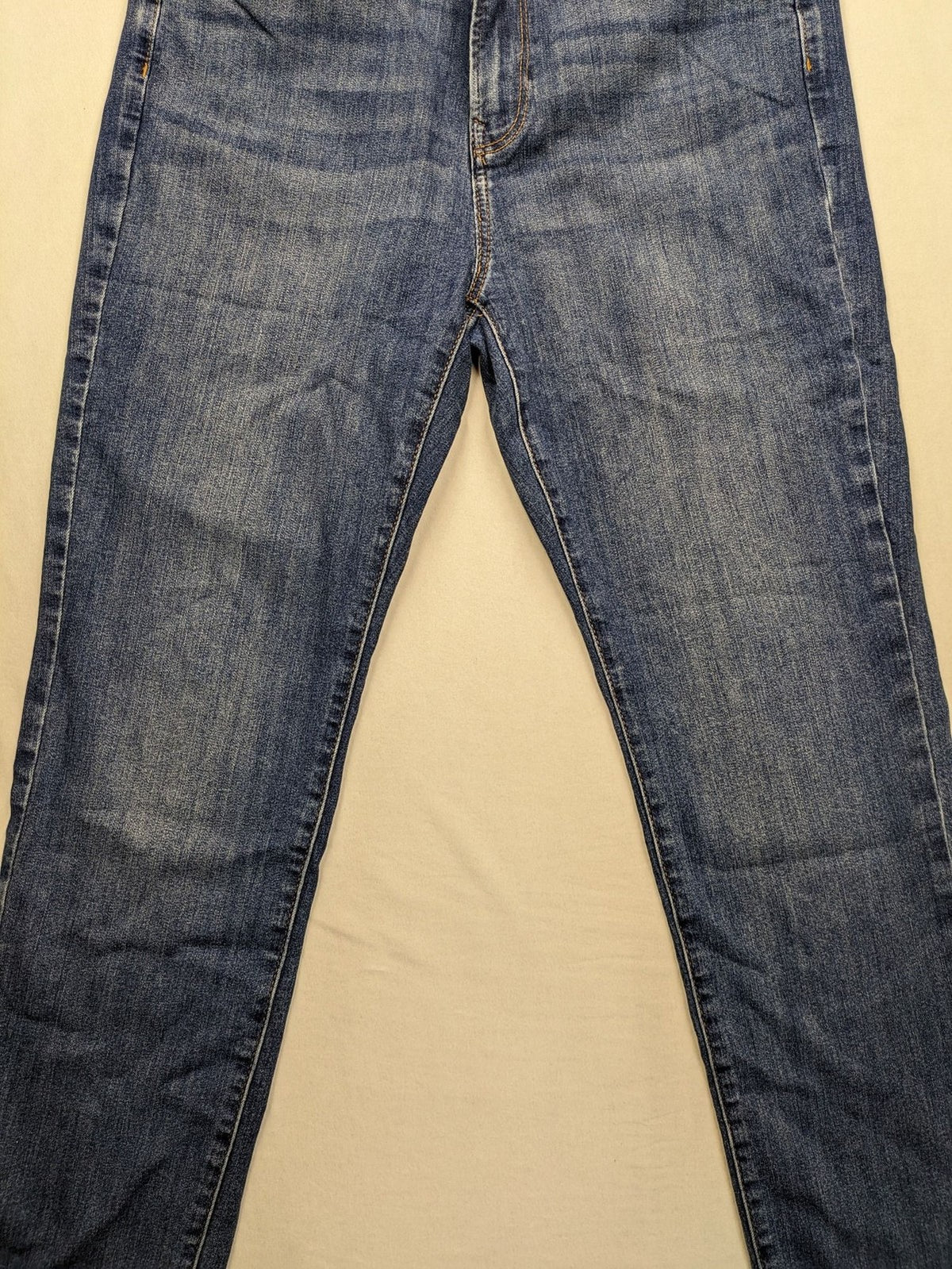C&A blue high slim straight jeans with high waist, classic 5-pocket design, stretch denim.