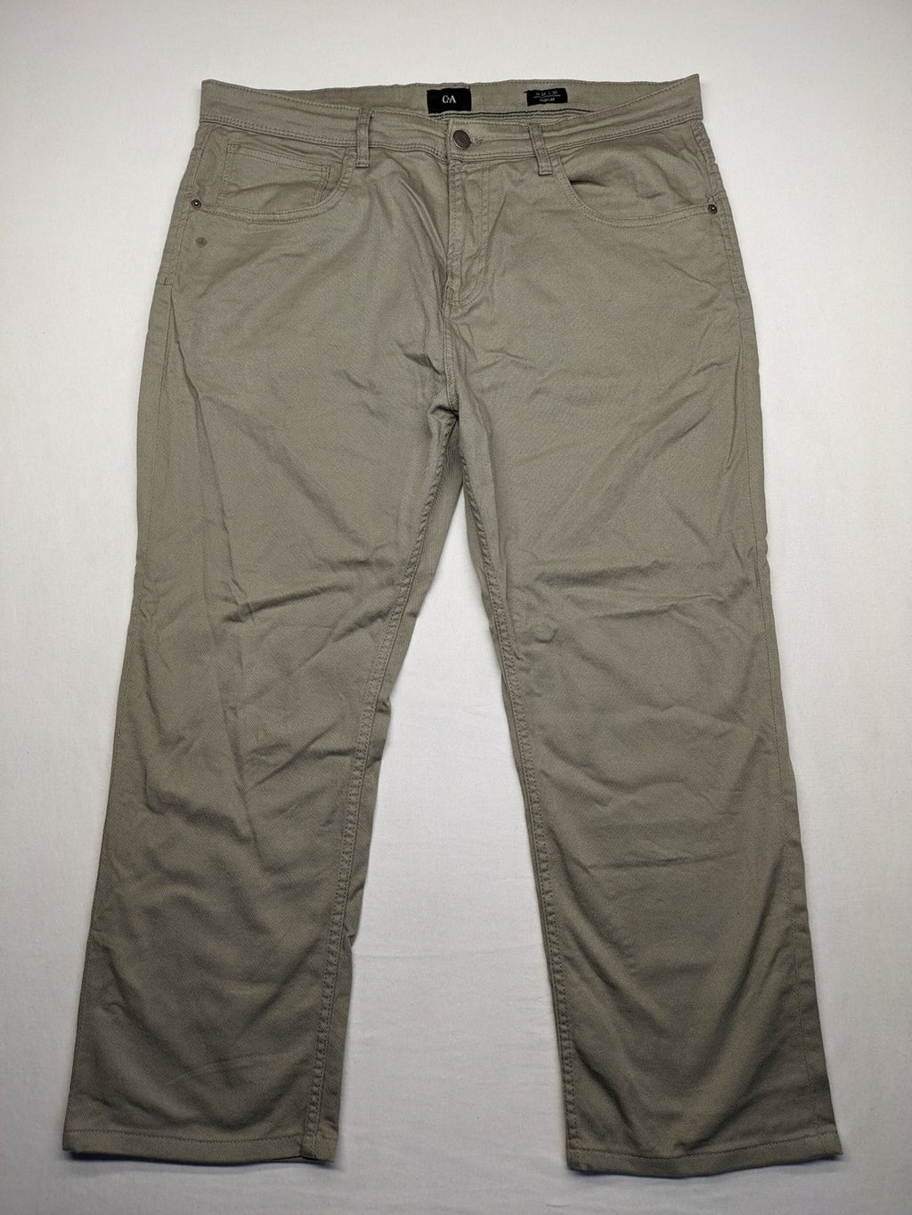 C&A beige chino pants regular fit cotton stretch material with classic straight leg design