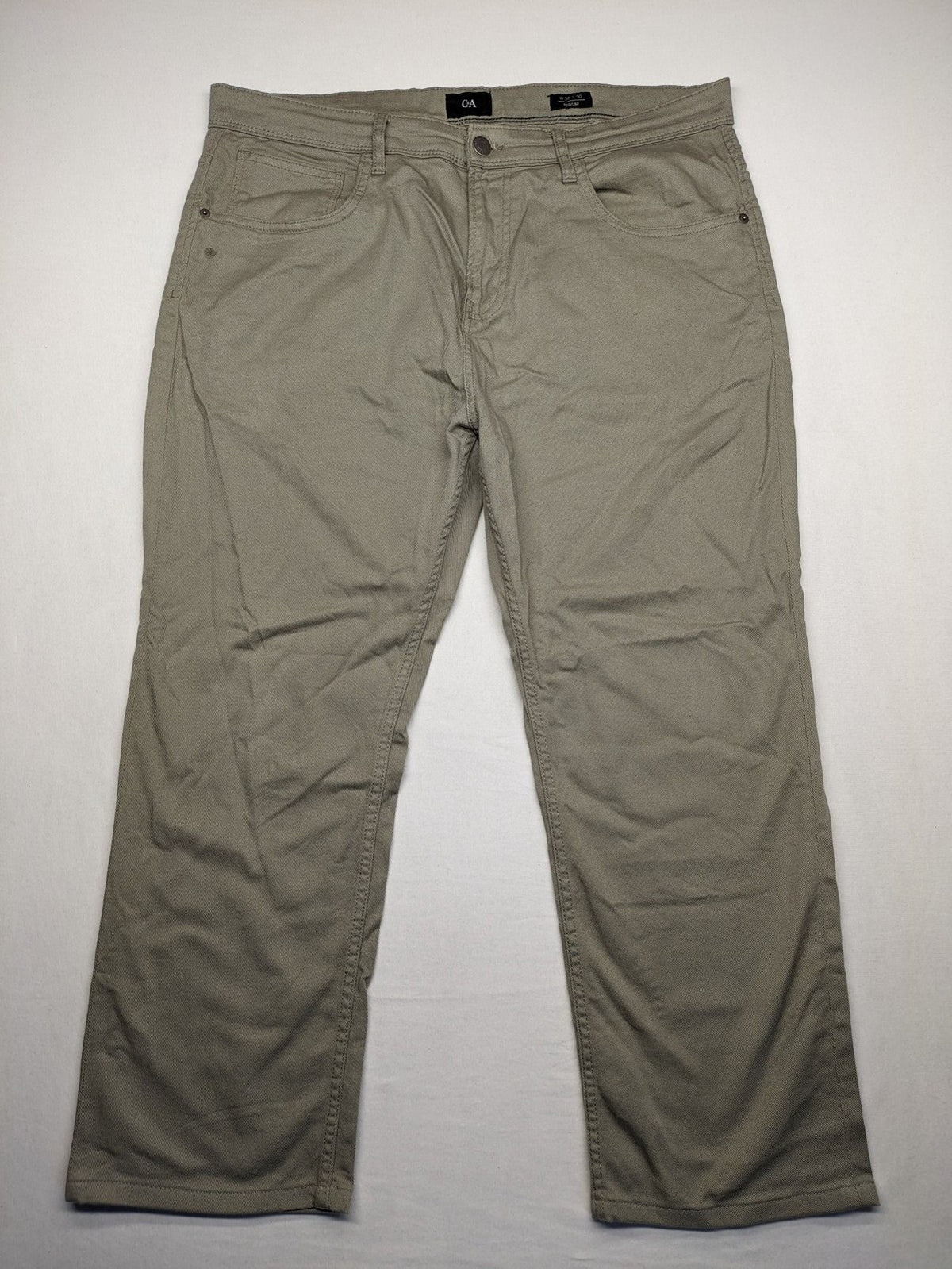 C&A beige chino pants regular fit cotton stretch material with classic straight leg design