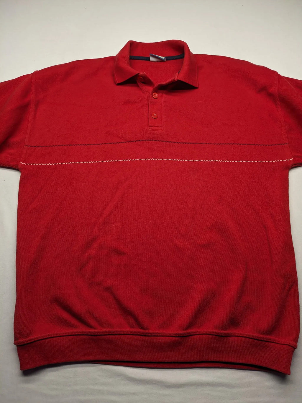 Wind Sportswear red turtle neck jumper with classic polo collar and zigzag stitching.