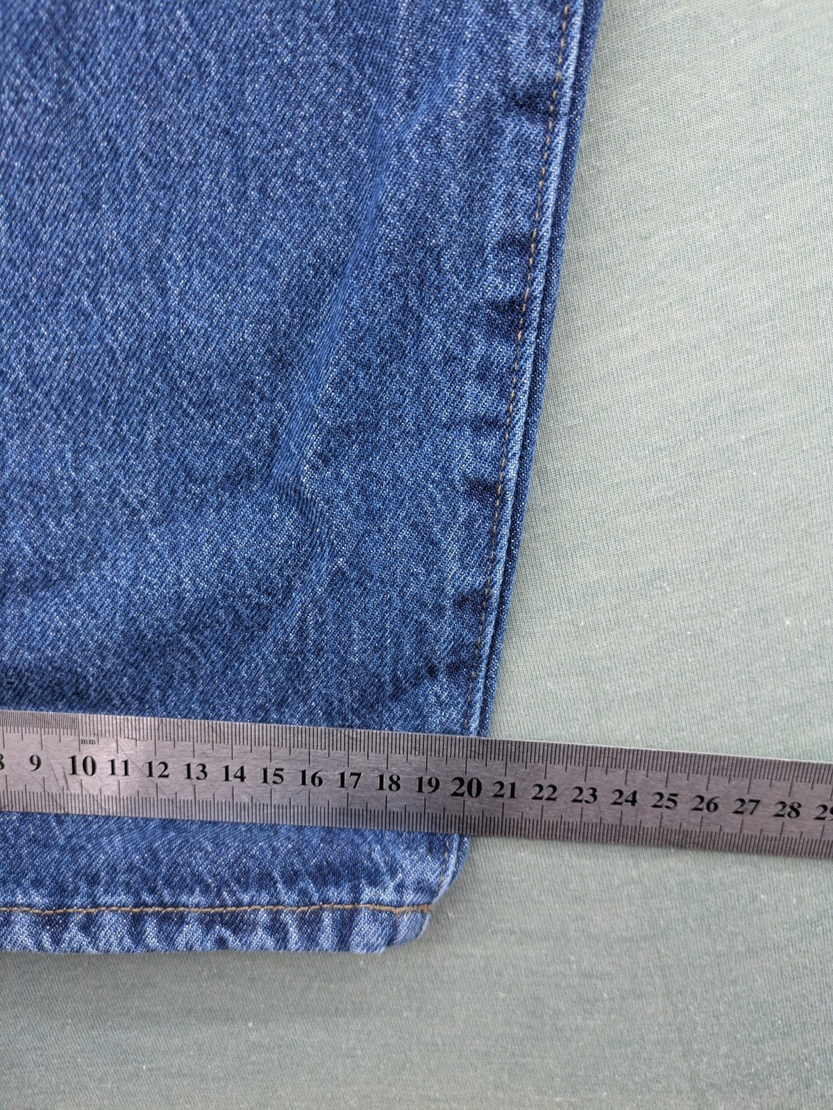 C&A blue straight jeans relaxed fit with traditional button fly and 5-pocket design.