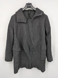 Mamalila grey coat 100% wool with hood and practical pockets, stylish design.