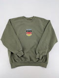 Vintage Deutschland turtle neck jumper khaki with eagle crest and raglan sleeves.