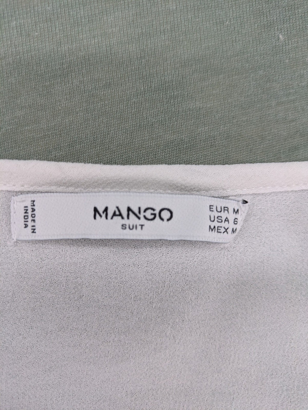 Mango Suit transparent blouse white ruffled V-neck flared sleeves elegant design