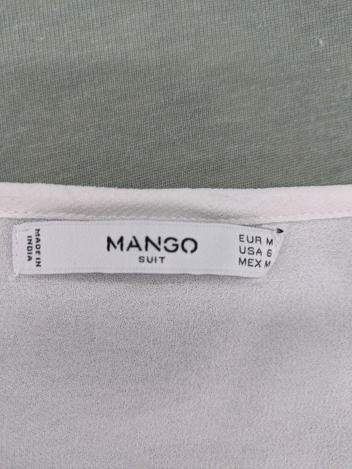 Mango Suit transparent blouse white ruffled V-neck flared sleeves elegant design