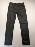 Fadnoble grey straight jeans with button fly and contrasting stitching details.