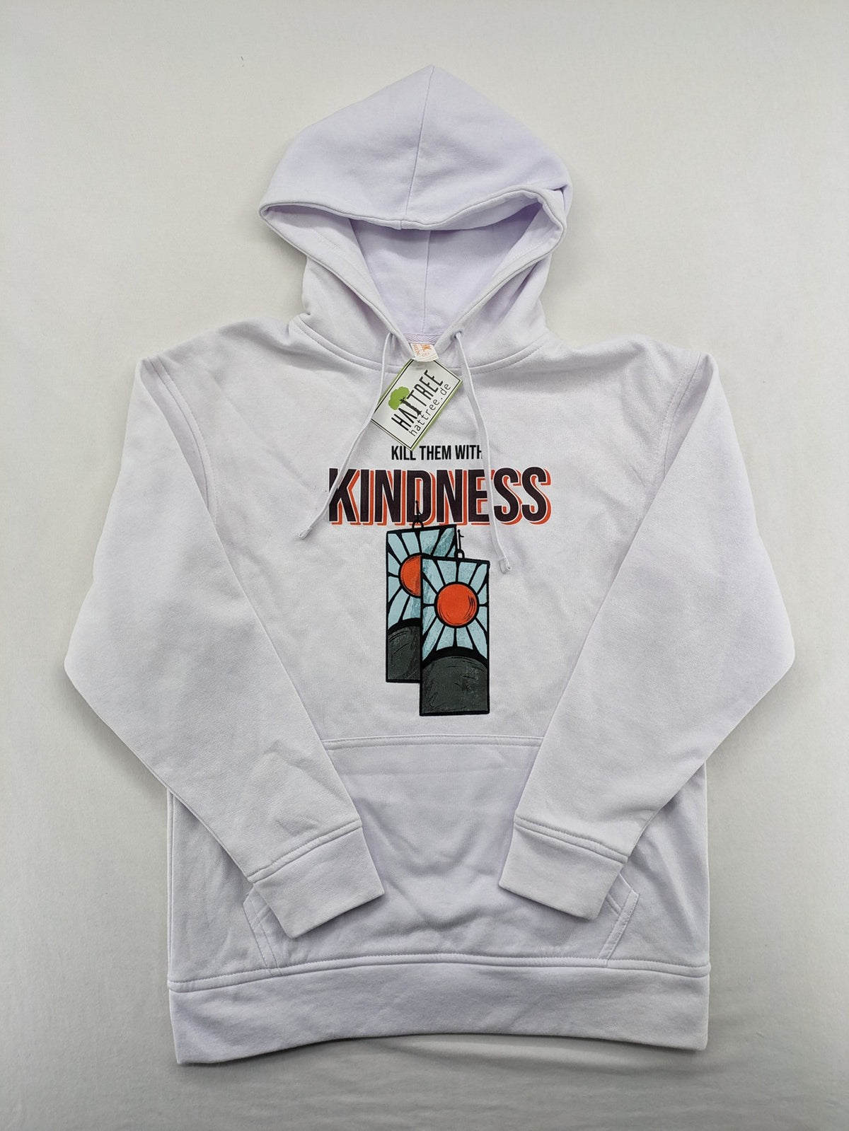 JHK unisex zip-through hoodie multi with "Kill Them With Kindness" print and anime graphic.