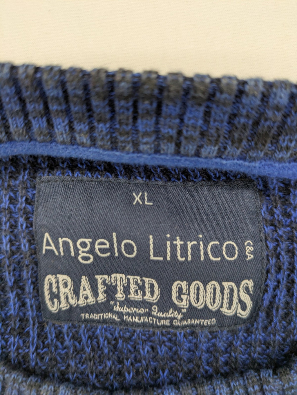 Angelo Litrico blue-grey turtle neck jumper, textured knit, casual style, 100% cotton.