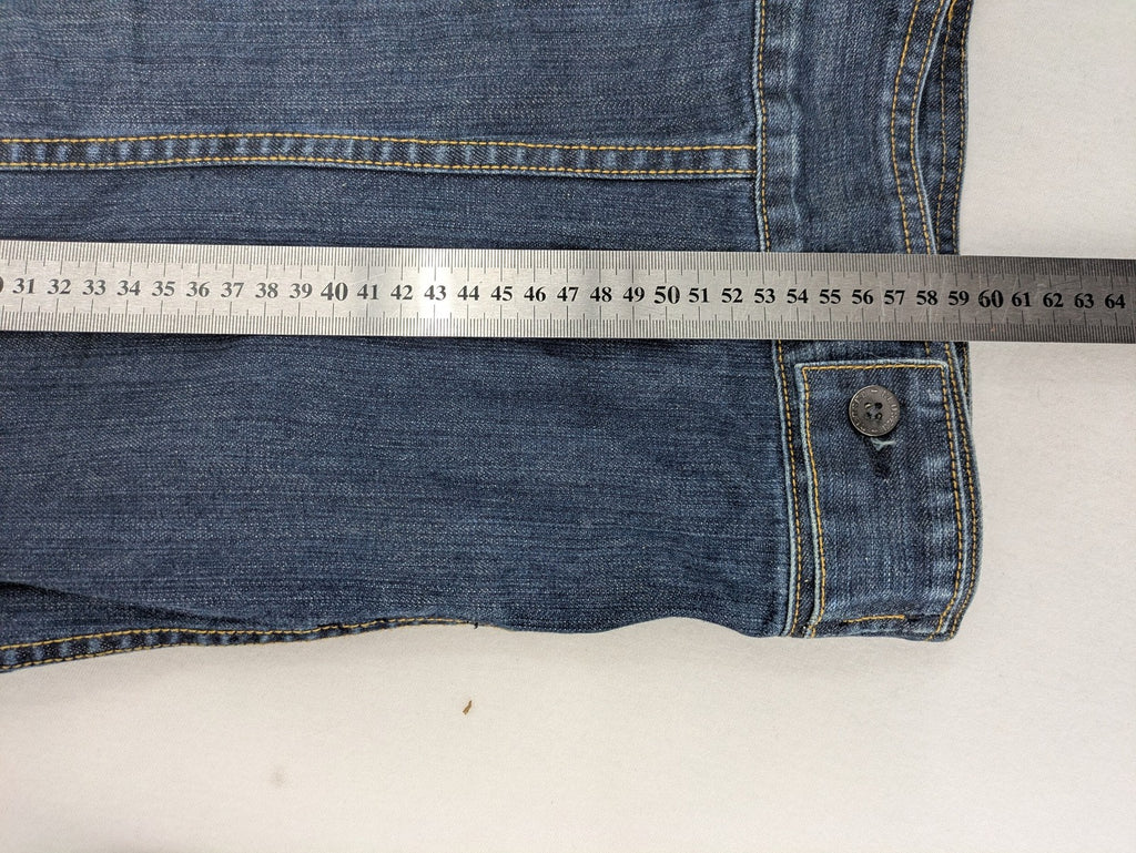 CLOSED blue denim trucker jacket with button front and two chest pockets.