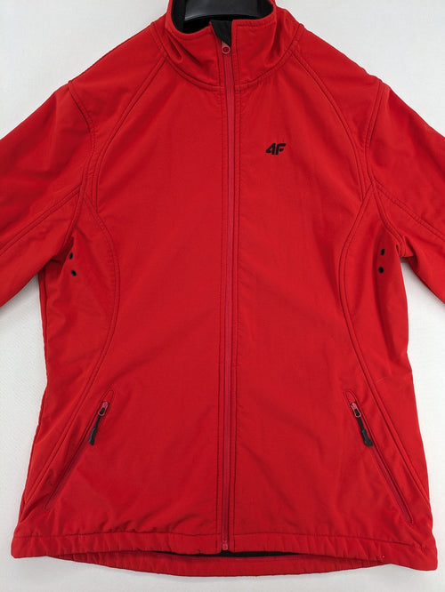 4F red softshell jacket with fleece lining and Aquatech 3000 logo detail.