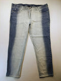 Ulla Popken blue straight jeans with used look, elastic waistband, and 5-pocket style.