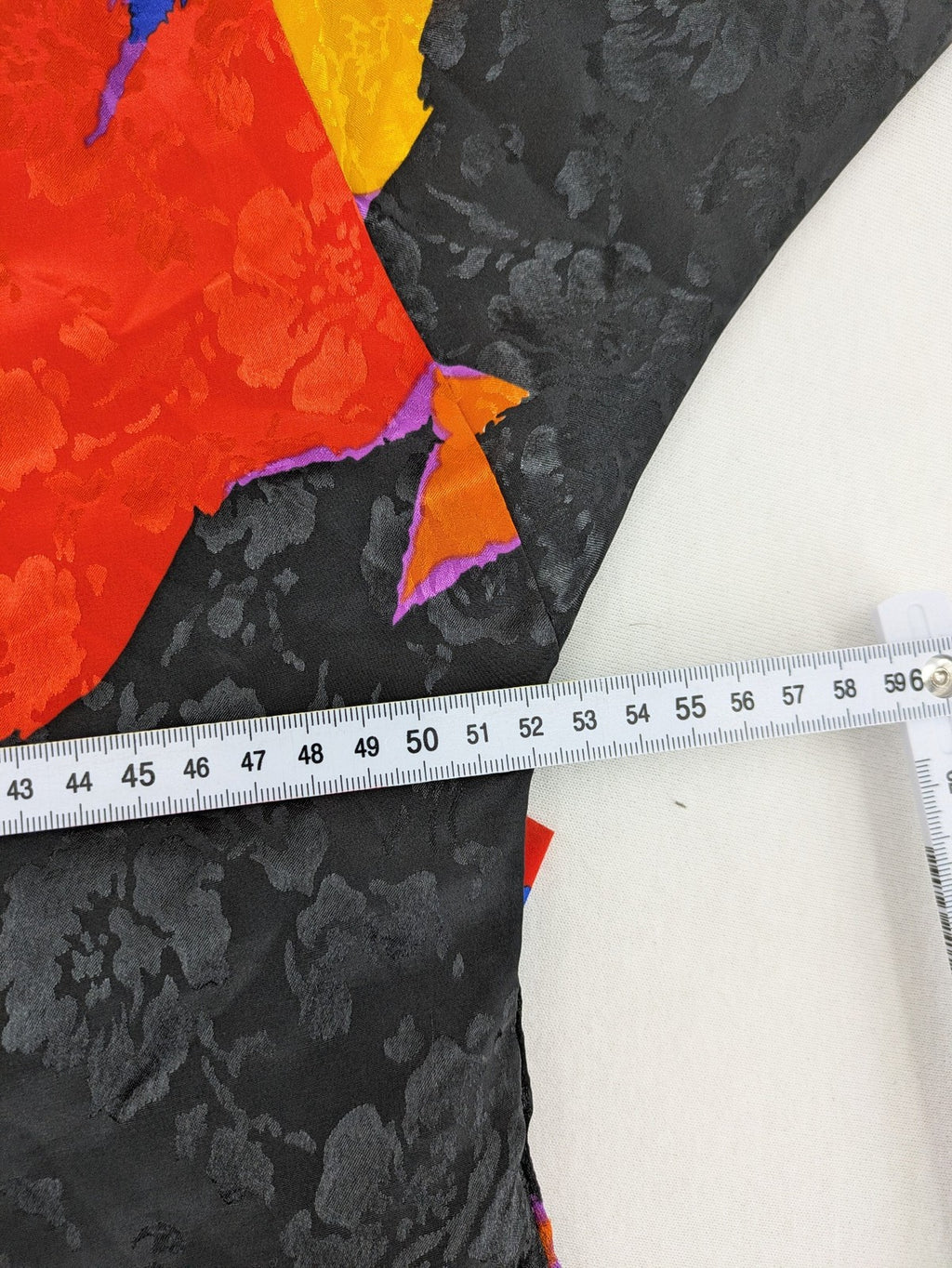 NGT orange vintage top abstract floral pattern black jacquard fabric 100% polyester