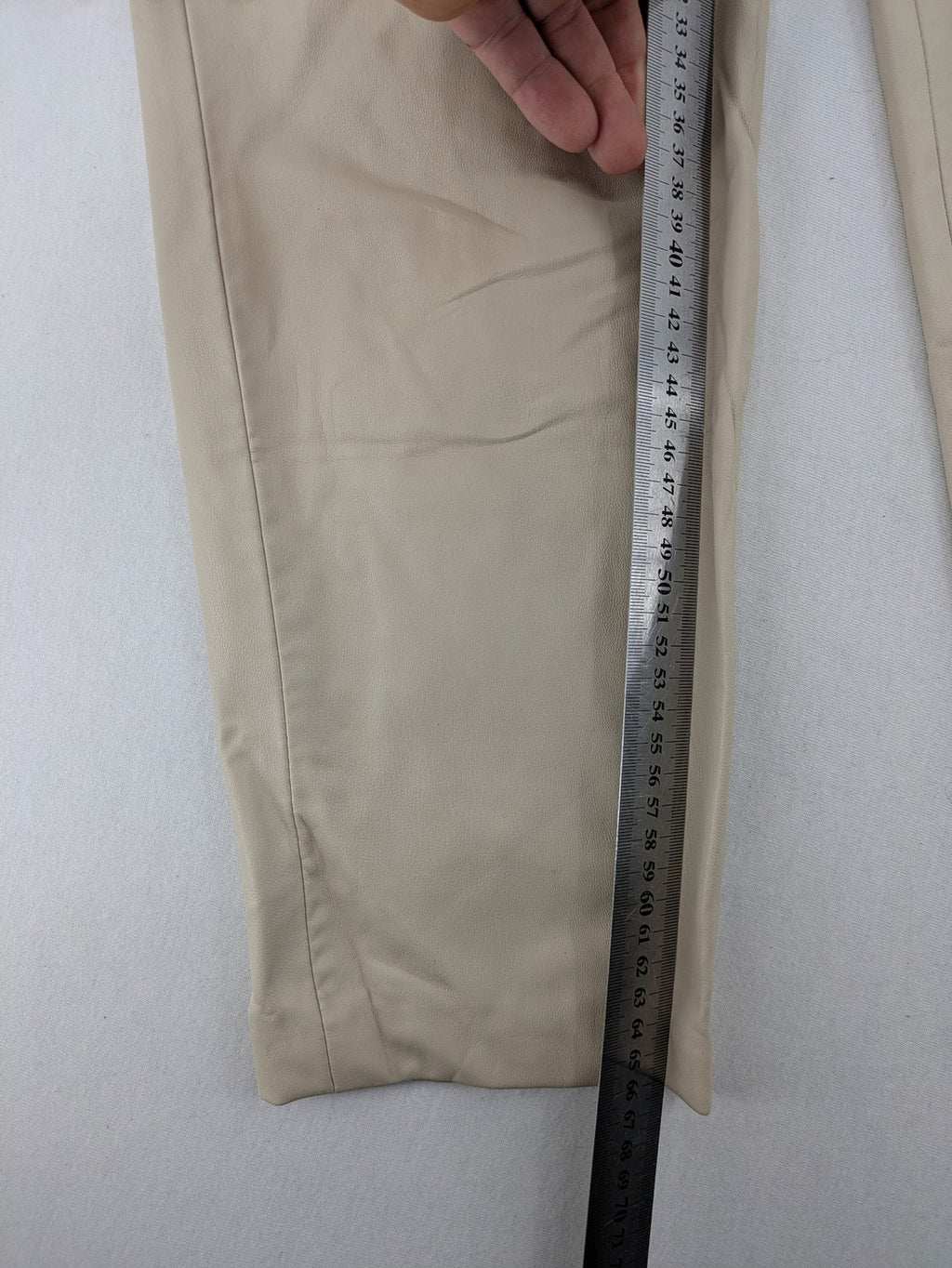 Zara beige faux leather pants high waist straight leg classic design smooth material
