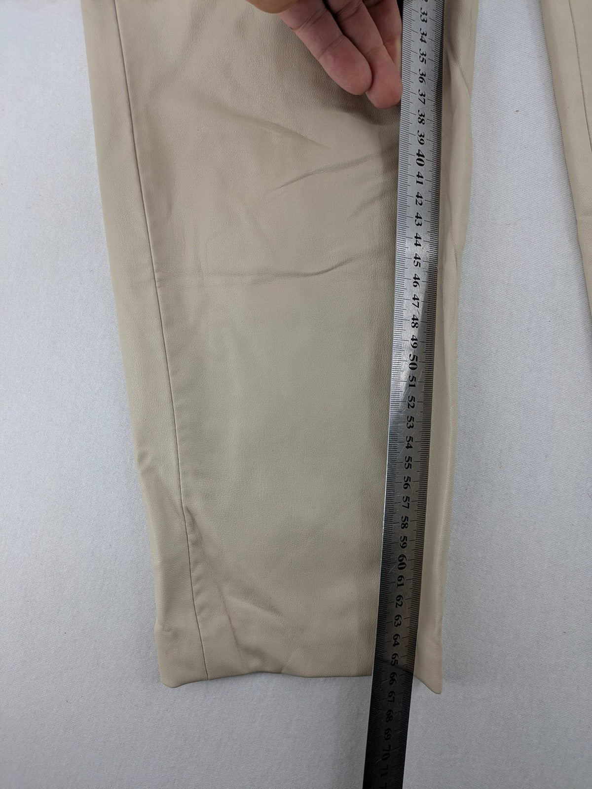 Zara beige faux leather pants high waist straight leg classic design smooth material