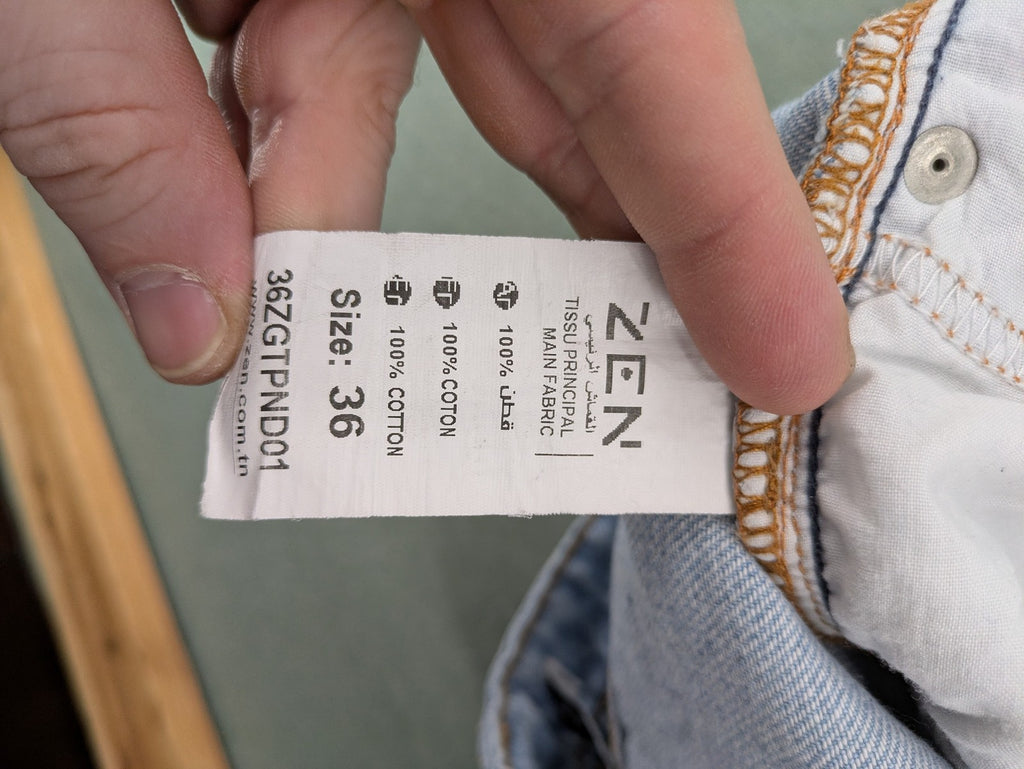 Zen blue straight jeans high rise classic stone wash 100% cotton