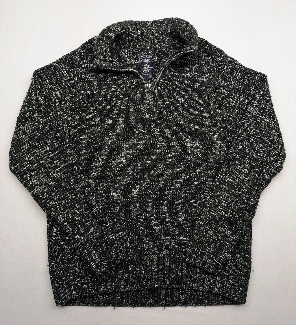 Kensington Eastside black grey quarter zip sweater textured knit with high collar.