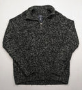 Kensington Eastside black grey quarter zip sweater textured knit with high collar.