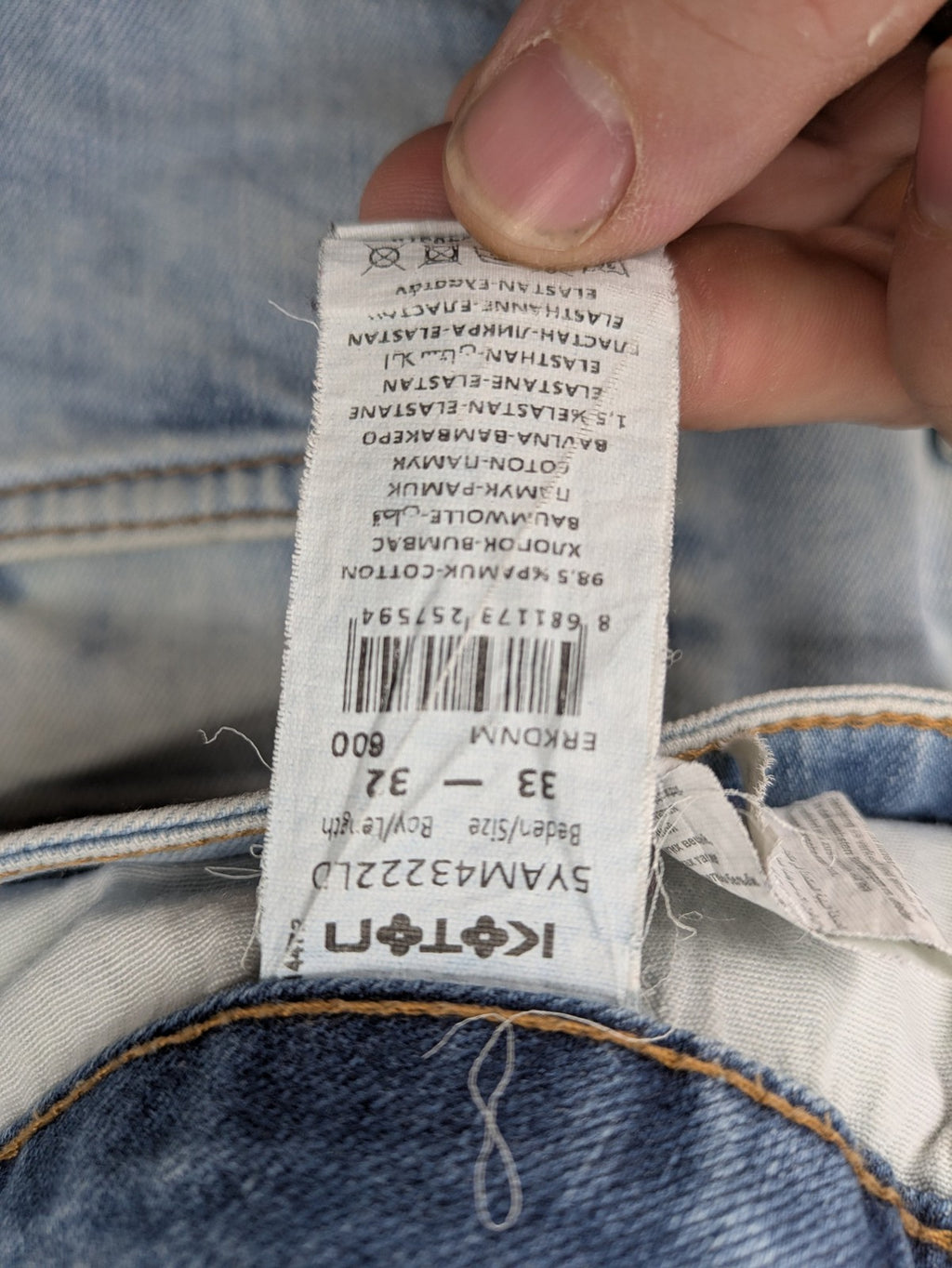 Koton Jeans blue straight jeans with distressed details and classic 5-pocket style.
