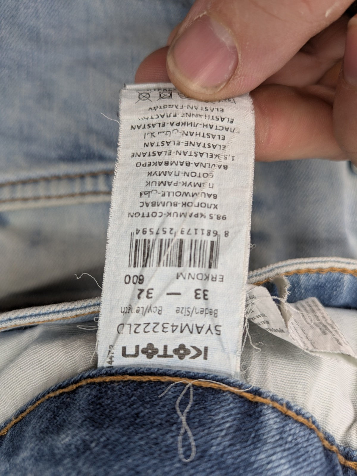 Koton Jeans blue straight jeans with distressed details and classic 5-pocket style.