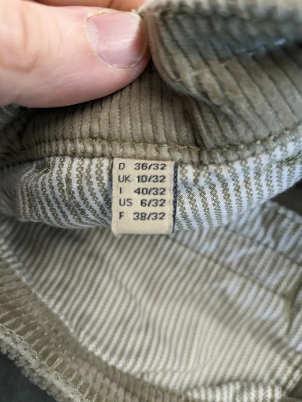 Esprit khaki pants with classic button fly, straight leg, and front pockets.