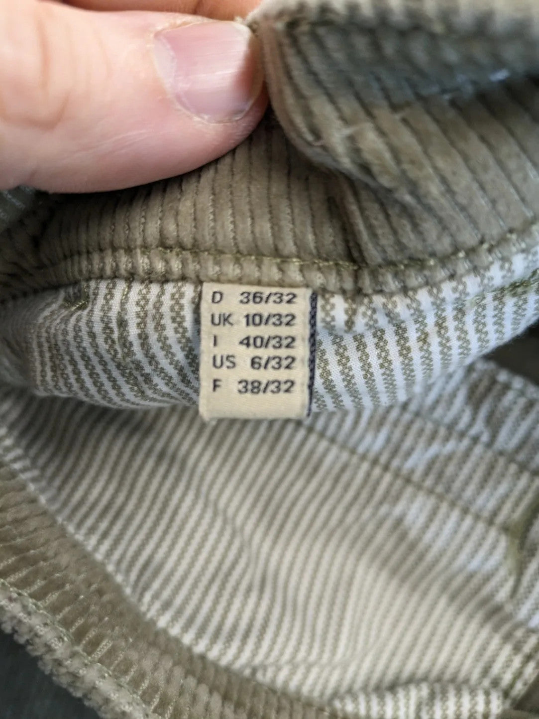 Esprit khaki pants with classic button fly, straight leg, and front pockets.