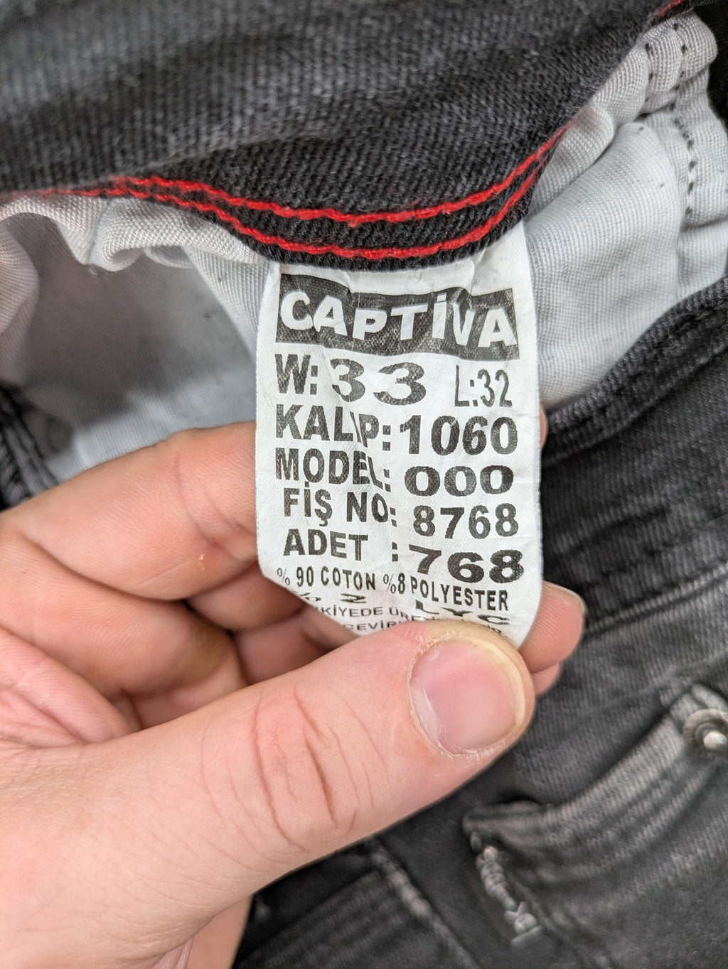 Captiva Jeans black straight jeans, classic five-pocket style, button fly, washed denim.